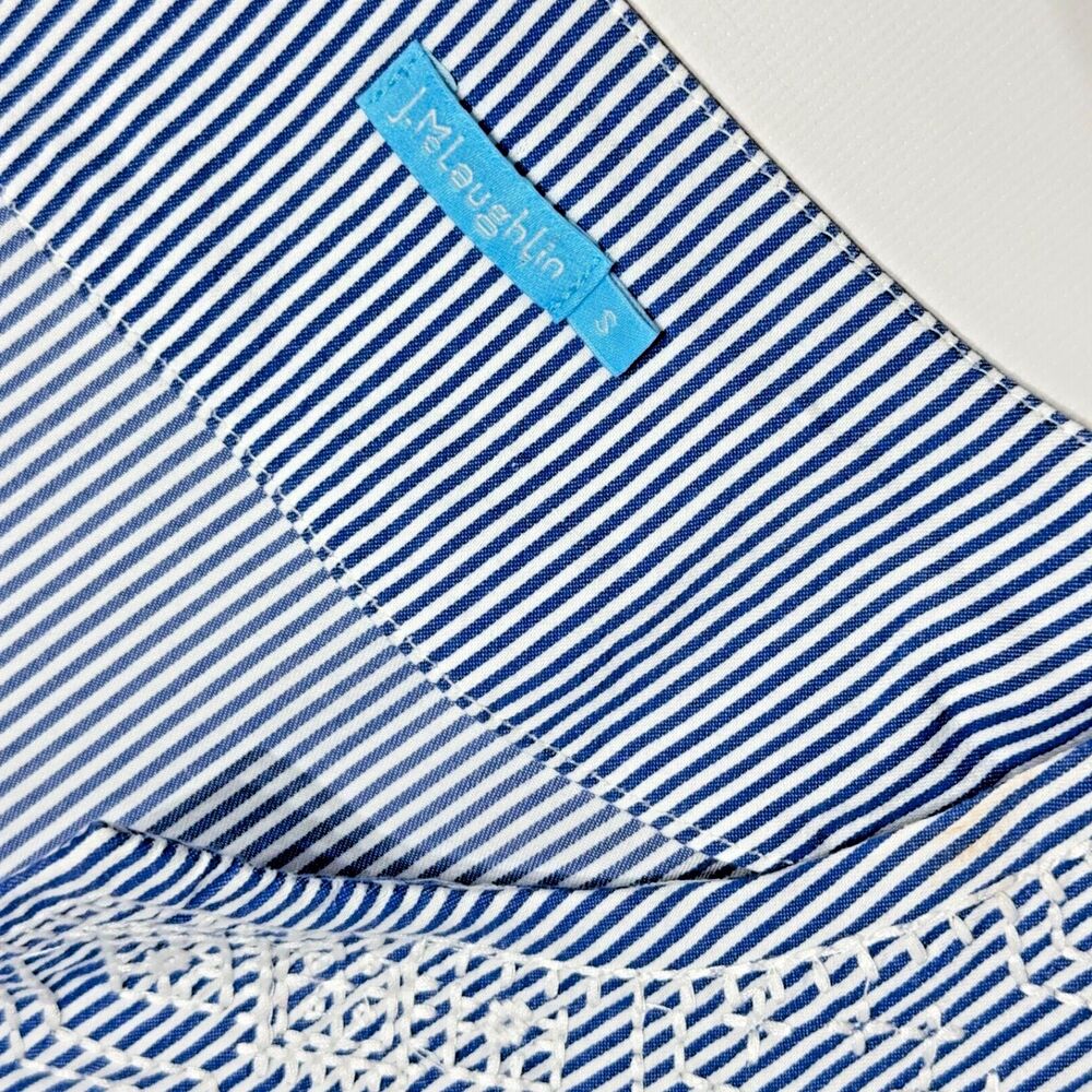 J. McLaughlin Blue Striped Lace Trim Blouse Tunic 3/4 Sleeve Women's Size S (A1) - Picture 12 of 16
